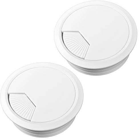 MBAIYO 2Pcs White Desk Grommet, 6cm/2.4 Inch Desk Hole Cover for Cables Cord Organizer White Grommet for Home Office