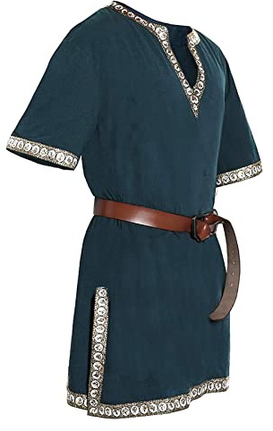 2026 - Disfraz medieval para hombre, túnica, camisas, camiseta sin mangas, tiempo libre para hombre, verde, M