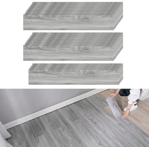 Suelo Vinílico Adhesivo de PVC,CEIEVER Revestimiento de suelo de Vinilo Autoadhesivo con Efecto Madera 1,5 m² Planchas de Vinilo Autoadhesivas 25 piezas 40X15CM,para Salón,Cocina (A)