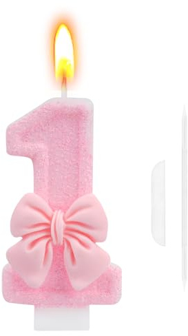 Velas Cumpleaños Numeros 1, Vela Cumpleaños, Vela 1 Año de Mariposa Rosa 3D, Adorno de Pastel para Decoración de Pastel de Cumpleaño (Número 1)