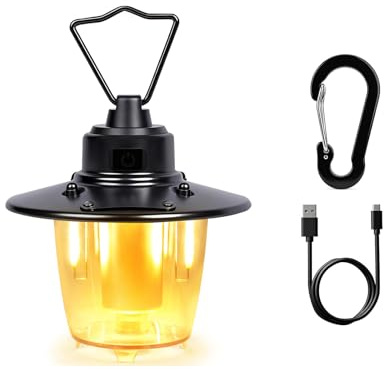 Lampada da Campeggio Ricaricabile LED,Impermeabile IP65, Lanterna Tenda Retro Portatile con Regolazione Continua della Luminosità, Luce da Appendere per Tenda