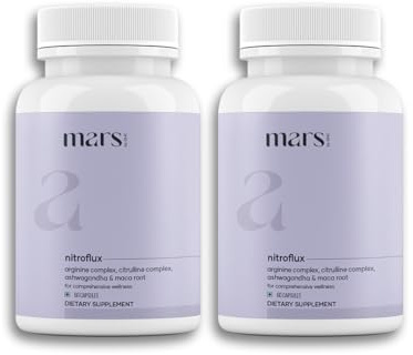 Mars by GHC, NitroFlux Nitric Oxide Capsules with L-Arginine, Pre Workout Circulation Booster, Ashwagandha & Moringa, Performance & Endurance Support, Pack of 2