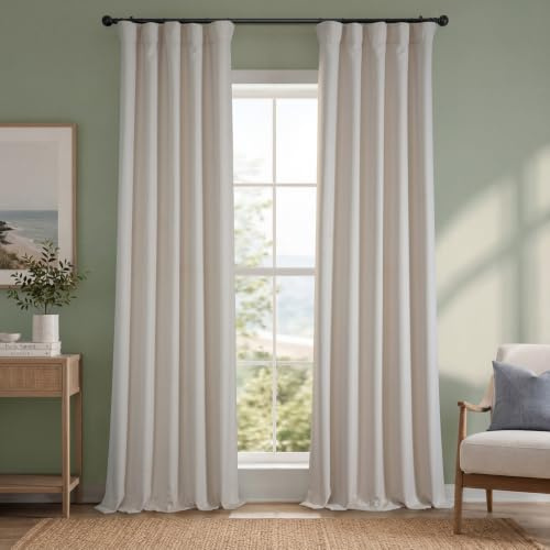 HPD Half Price Drapes - Faux Linen Curtains for Living Room (1 Panel) - 50W X 108L - Textured Room Darkening Curtains for Bedroom 108 Inches Long - Drapes for Home Decor, Birch Taupe