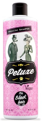 PETUXE Champú Potenciador del Color Negro y Marrón con Filtro Solar UV | Perros y Gatos | Intensifica el Brillo, Hidratación y Suavidad con Aceite de Oliva | 500 ml