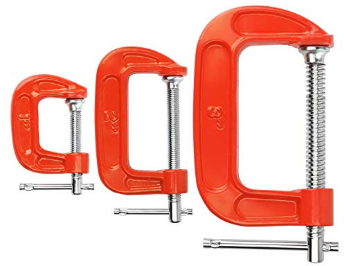 MAXPOWER Juego de 3 Sargentos Metal, Sargentos en G Sargentos de Apriete Carpintero Abrazadera en C 25 mm/50 mm/75 mm (1”/2”/3”)