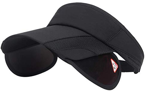Sommarsolvisir hatt, solblinkers sport solskydd hattar med infällbart sidosolskydd, dam justerbar golfkeps med infällbar kant UV-skyddande strand/tennis-sporthatt, himmelsblå