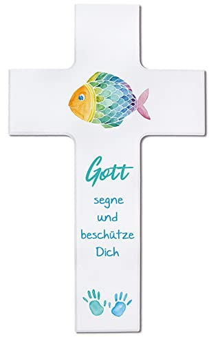 Fritz Cox Kinderkreuz 'Gott segne & beschütze Dich' 15cm weiß Spezialisten für christliche Geschenke