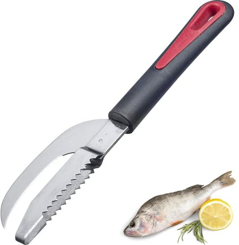 Westmark Outil à Poisson, 2en1 : Couteau et écailleur en Un, Plastique/INOX, Gallant, Noir/Rouge/Argent, 29332270
