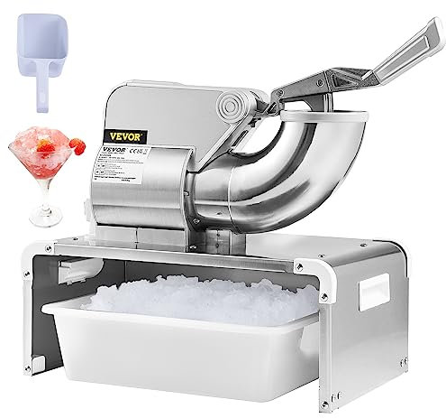 VEVOR Eiszerkleinerungsmaschine Eisrasiermaschine Eisrasierer 300 kg/h, Edelstahl Eiszerkleinerungsrasierer 300 W, 575x310x480 mm Energieeinsparung Hersteller mit Kunststoffschale & 4 Klingen