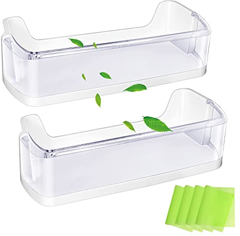 [2 PACK] Upgraded DA97-08348A Refrigerator Door Shelf Bin Replacement for Samsung Refrigerator Parts RS265TDRS RS25H5111BC RS25H5111SR Door Shelf,DA63-05215A for Samsung Fridge Middle Door Shelves