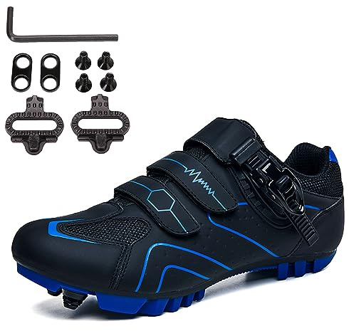 PENXZT Zapatos de Ciclismo MTB para Hombres Zapatos de Bicicleta de montaña compatibles con Tacos SPD de 2 Pernos Zapatos de Bicicleta de Montar al Aire Libre en Interiores