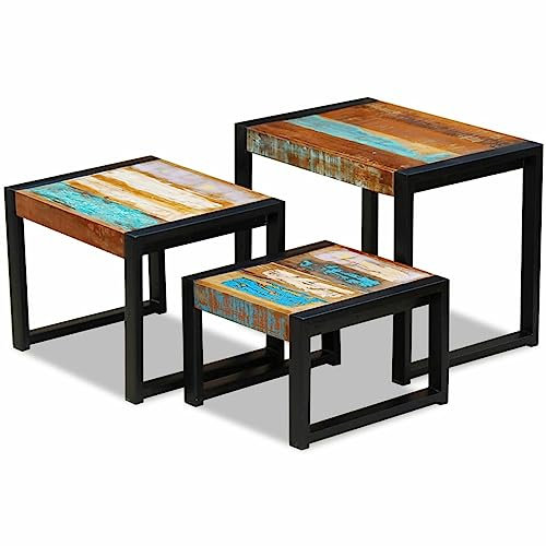 Gecheer 3-TLG. Satztisch-Set Altholz