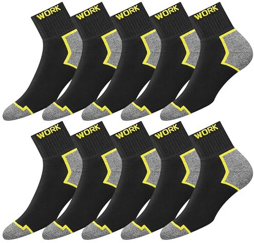 SOXCO 10 Paar Kurze Arbeitssocken Herren Quarter Socken WORK Socks, 43-46