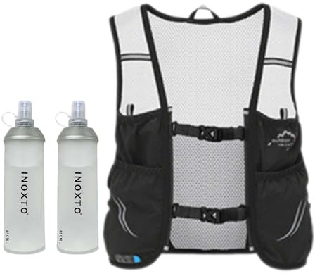 Amagogo Trinkweste-Rucksack, Laufweste mit 2 Wasserblasen, Trinkbeutel, Trinkrucksack für Reitsport im Freien, Schwarz, m