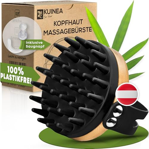 KUINEA® Kopfhaut Massagebürste aus Silikon mit Saugnapf zum Aufhängen - Kopfmassage Bürste für Shampoo, Haare und Scalp Massager