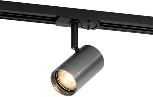 QAZQA Foco moderno color Gunmetal para sistema de riel monofásico - Iconic Jeana Metálica/Redonda Adecuado para LED Max. 1 x 10 Watt