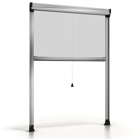 ESTO Moustiquaire à rouleau pour fenêtre découpable en hauteur et largeur – cadre en aluminium, différentes tailles et couleurs, filet anti-insectes pour fenêtres coulissantes et battantes