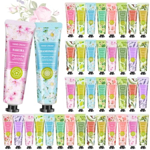 Hand Cream Set 40 Pcs, Mini Hand Cream For Dry Cracked Hands, Travel Size Hand Lotion, Gift Sets For Women, Birthday, Mother'S Day, Christmas, Gifts For Valentine,Colleague, Teacher