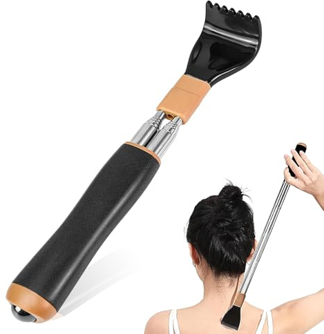 Rascador de Espalda Telescópico, Rascador Espalda Extensible, Back Scratcher Massager con la Manija Telescópico, Rascador de Espalda para Familiares Hombre