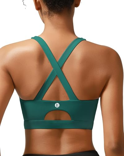RUNNING GIRL Sports Bra for Women High Support Molded Cup Strappy Running Sports Bras Workout Sports Bra(EU_WX3027_Teal_L)