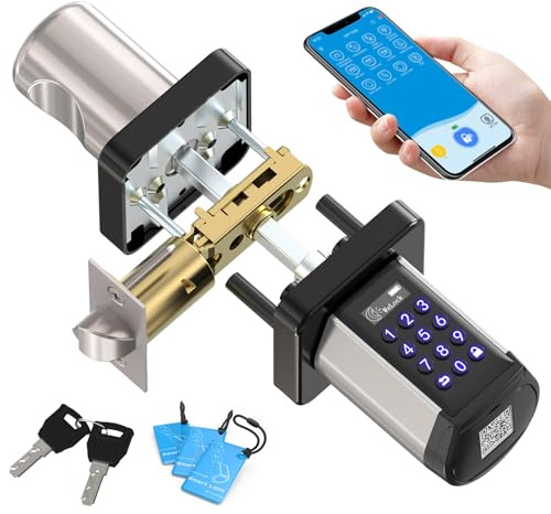 YOUDO WELOCK - Serratura intelligente per porta con tastiera, senza chiave, con maniglia, manopola elettrica per porte interne, Wi-Fi, controllo app, sblocco passcode, facile installazione per camera