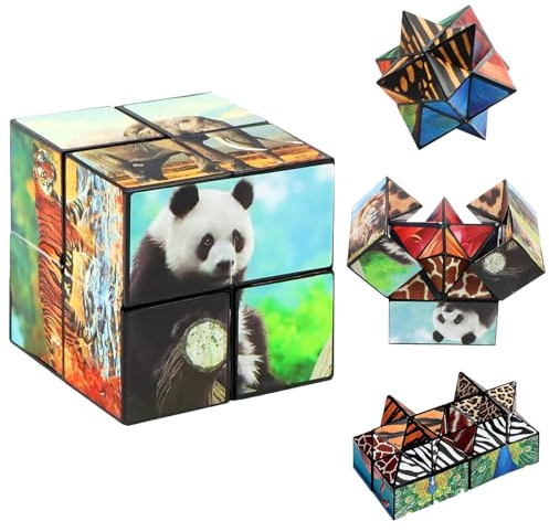 HhBdy Cube Magique, Cube Anti Stress 2 en 1, Casse Tete 3D Antistress Créatif, Infinity Cubes Animaux Adapté à L'entraînement Cérébral Cadeaux de Noël Tous âges Anti-Stress Éducation des Enfants