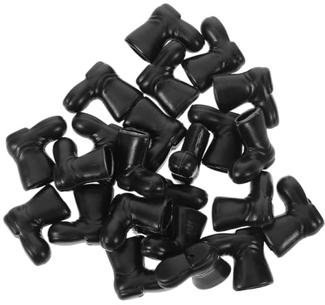 Beatifufu 50 Pezzi Scarpe Miniature per Bambole in Plastica Colorata Stivaletti Natalizi Neri per Decorazioni Casa e Gioco Creativo