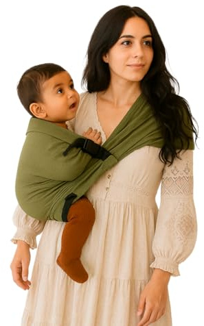 MUMA Fular Portabebe, Portabebes Lateral, Porta Bebes de 0 a 36 Meses – Sling Transpirable y Ligero (verde)