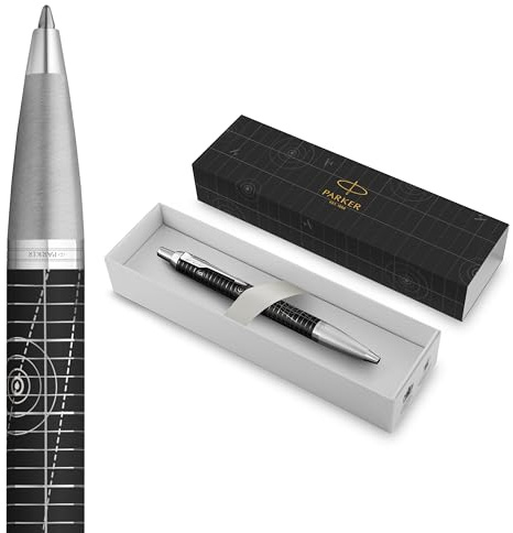 Parker IM Premium Kulspetspenna | Legacy of Flight-kollektionen | Kromdetaljer | Medium spets med blått bläckpatron | Presentask