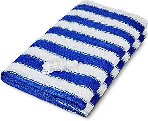 Lumaland Balkonsichtschutz 0,9 x 5 Meter inklusive Befestigungsseil 100% HDPE mit Stabilisator für UV Schutz blau weiß