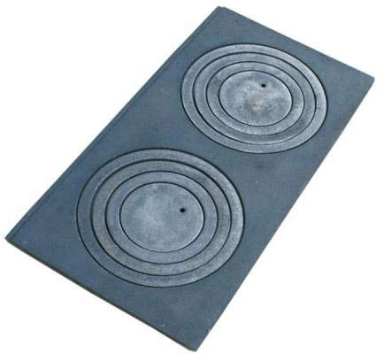 QLS Placa de cocción con quemadores, hierro fundido, 2 placas de hierro fundido, 62 x 32 cm