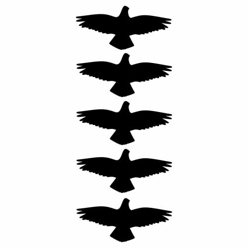 tradercat Fensteraufkleber Folie Greifvogel Vögel - 24x10cm - für Wohnzimmer, Esszimmer, Küche, Schlafzimmer, Kinderzimmer, etc. – mit Anleitung (5er Set, Schwarz)