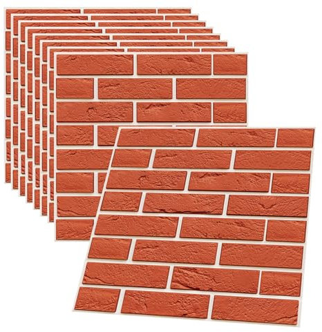 szdianhai Pack of 10 3D Stone Wall Panels Self-Adhesive for Living Room, Dining Room, Bedroom, Bathroom and Kitchen 11.8 x 11.8 Inch