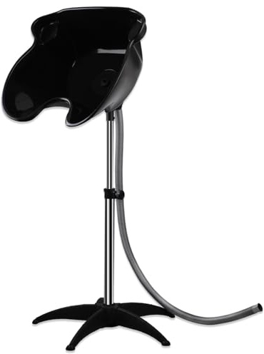 Portable Shampoo Bowl, Height & Angle Adjustable Hair Washing Sink with Drain Hose, Standing Salon Deep Shampoo Basin for Hairstylist and Home Services