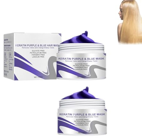 Mikabila (05)100ml*2 Mascarilla de Pelo Morado,Mascarilla de Pelo Morado, Tinte matizador Violeta para Cabello Rubio,Tinte Matizador Violeta para Cabello Rubio, Para Pelo Decolorado Hair Mask