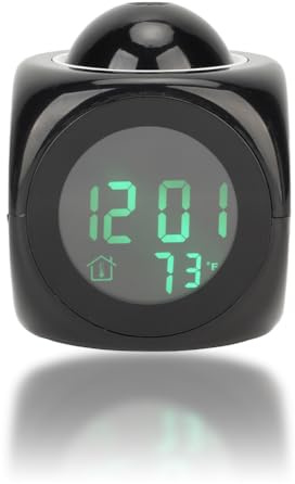 Leopacat Projection Clock for Bedroom Ceiling, Alarm LED Display Mini Voice Timing Digital Projector Temperature Bedrooms Wireless Indoor Thermometer Time Multi Sleep Timer with Talking Report