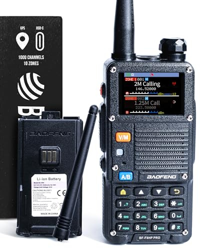 BAOFENG BF-F8HP PRO 10 W Tri-Band Two-Way Radio – UV-5R 7th Gen, 1000 Channels, GPS & NOAA Weather, Aviation/VHF/UHF/1.25 m Scanner, IP54 Rugged, USB-C Rechargeable Battery