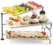 Lifewit Plateau de Service avec 3 Plats, Plateau Repas Amovible, Grand Plateau Plastique Rectangulaire 36 × 17cm, Presentoir Aperitif Buffet, Présentoir à Gâteaux, Panier Fruits, Support en Métal Noir