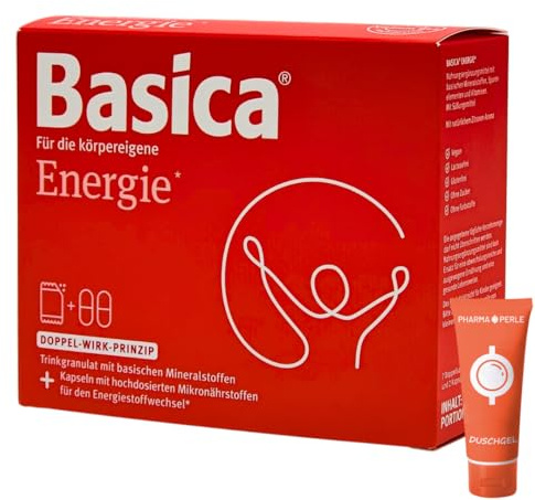 Basica Energie 1x 7 Tagesportionen I basisches Trinkgranulat + Kapseln I für körpereigene Energie und geistige Leistungsfähigkeit I Zink, Vitamin B, Magnesium I Spar-Set plus Pharma Perle give-away