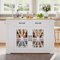 Soweiz Isla de cocina portátil con mesa de comedor plegable, estante abierto, puerto CA, puerto USB, puerta de cristal, laminado ajustable, ruedas con frenos para cocina, comedor, sala de estar