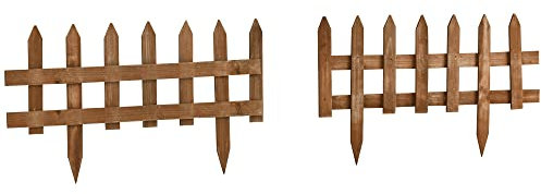 Outsunny 12 pièces Bordure de jardinière, Bordure de pelouse, clôture de Jardin en Bois Massif pré-huilé, 60 x 34 cm, Marron