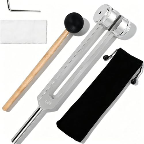 Dalephoric Juego de Diapason 128 Hz, Diapasones Terapéuticos de Aleación de Aluminio, Respuesta de Frecuencia Precisa, para Terapia de Chakras, Terapia de Sonido, Yoga, Meditación y Relajación