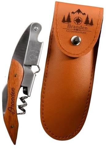 Abridor De Vino Personalizado, Sacacorchos Con Mango De Palisandro Grabado A Medida, Cortador De Láminas Y Extractor De Tapas, Llave De Vino Profesional 3 En 1 para Camareros, Sumilleres