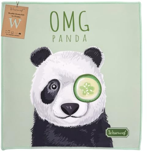 WESERWEF Chiffon de Nettoyage en Microfibre XXL au Design Élégant pour Lunettes, Smartphones, Tablettes, Appareils Photos, Chiffon à Lunettes et Chiffon pour Écran, 30 x 30 cm (Panda)