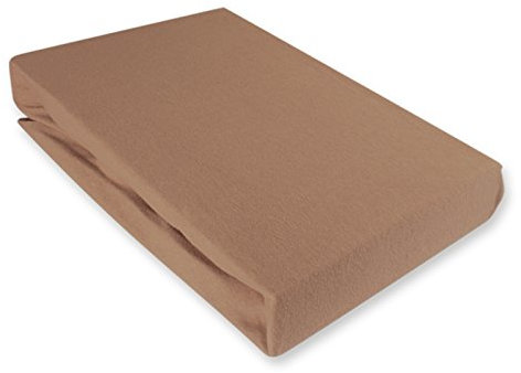 Julido Jersey Spannbettlaken 90-100x190-200 cm, Betttuch mit Gummizug, Bettlaken Nougat Braun aus Baumwolle, Oeko-Tex Standard 100