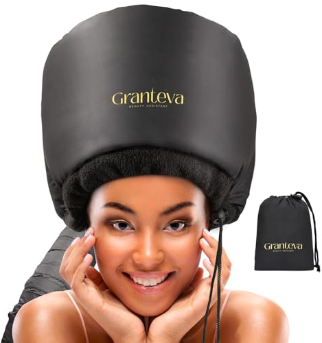 Secador de pelo con capucha con diadema integrada que reduce el calor alrededor de las orejas y el cuello - Gorra difusor de secador con capucha para rizado, acelera el tiempo de secado,