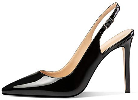 Mettesally - Escarpins Bride Arriere Femme - 100mm Aiguille Chaussures - Escarpins Femme Black EU38