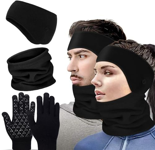 KISPATTI Calentador de OíDos, Guantes, Calentador de Cuello, Forro Polar, Orejeras de Invierno, Protector de Cuello Para Invierno, Deportes Al Aire Libre y Uso Diario Para Mujeres y Hombres