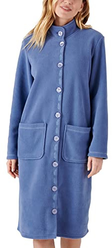Damart - Robe de Chambre Thermolactyl en Maille Polaire Femme Bleu Taille 50-52 (XL)