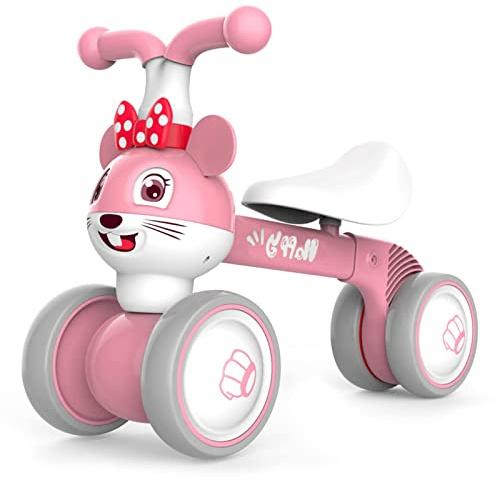 XIAPIA Baby Balance Bike 1 2 year old Toddler Ride on Toys Trike Birthday Gift for 1 Year Old Girls Bike Walker No Pedals for 10-36 Months Baby (Pink Mouse)